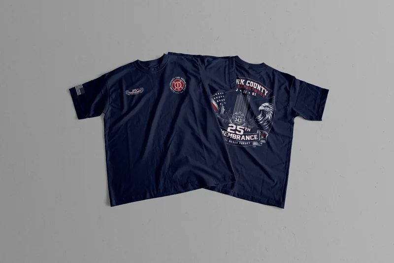 Clark County Fire Department 9/11 remembrance shirts produced by Valiant Supply